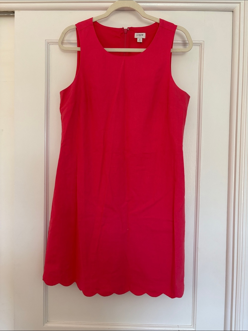 J. Crew Sleeveless Scallop-Hem Mini Dress in Bright Pink